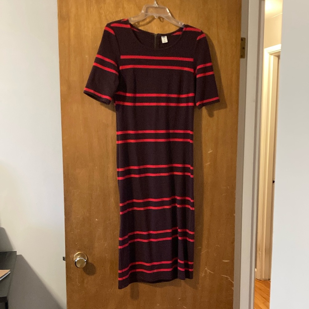 Old Navy Red and Brown Pencil Dress Short Sleeve Midi